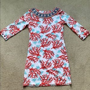 Barbara Gerwit Vintage dress.  Coral design.  Sz S